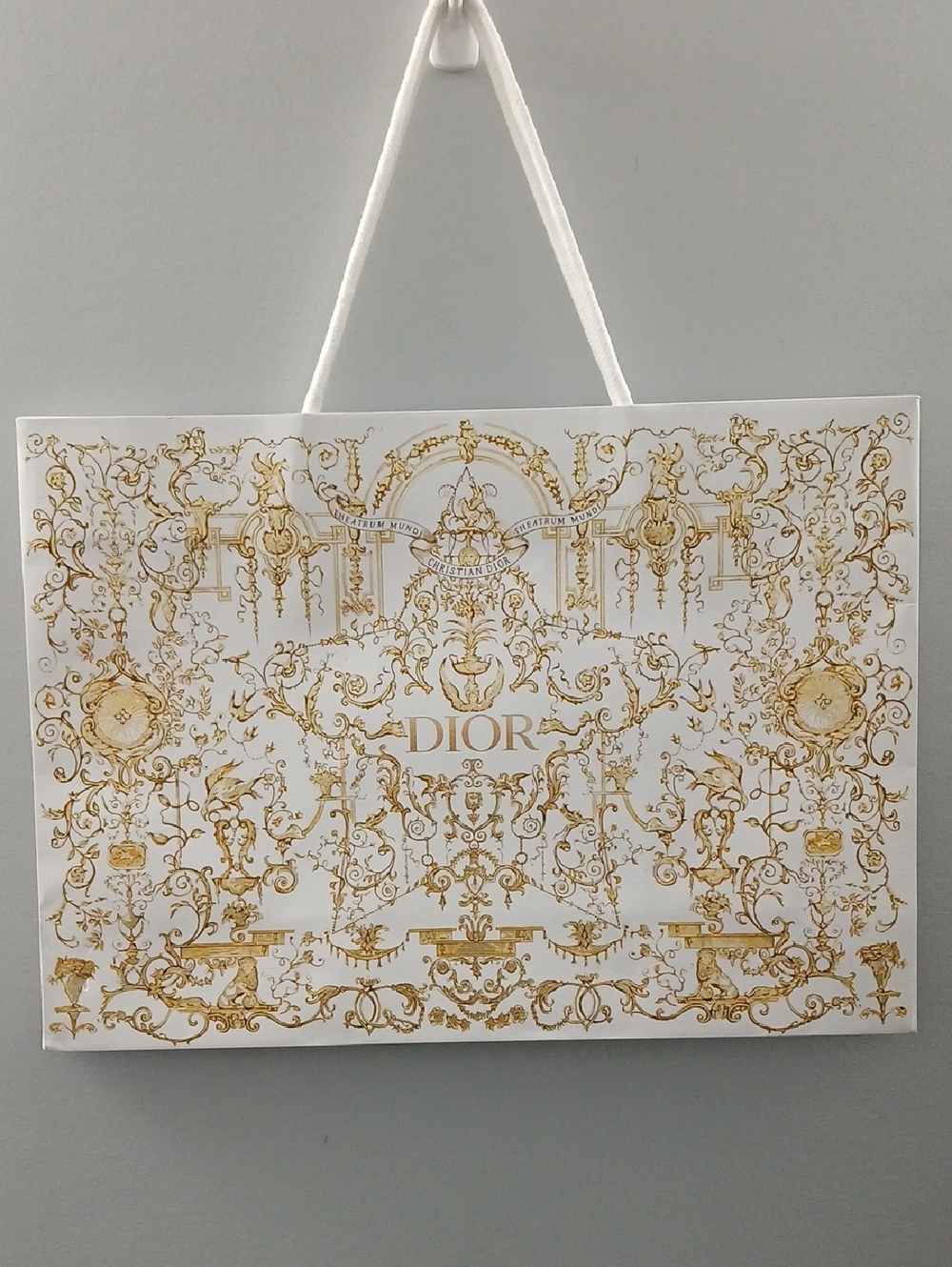 Dior White and Gold Ornate Tote Bag